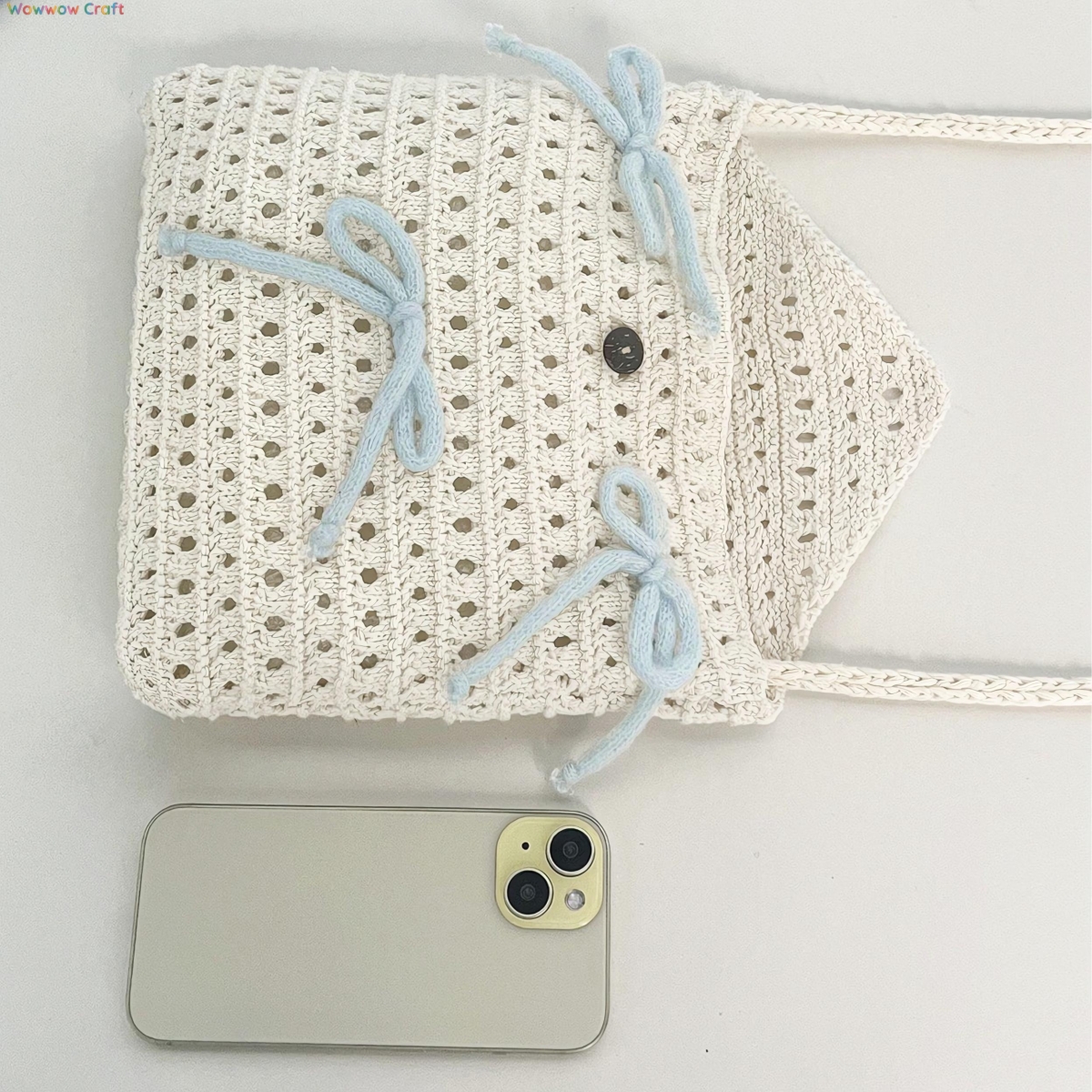 Crochet Bags,Crossbodies,Clear bow white crochet mini bag - Crochet crossbody bag